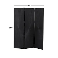 Black Mango Wood Contemporary Room Divider Screen, 70" x 59"