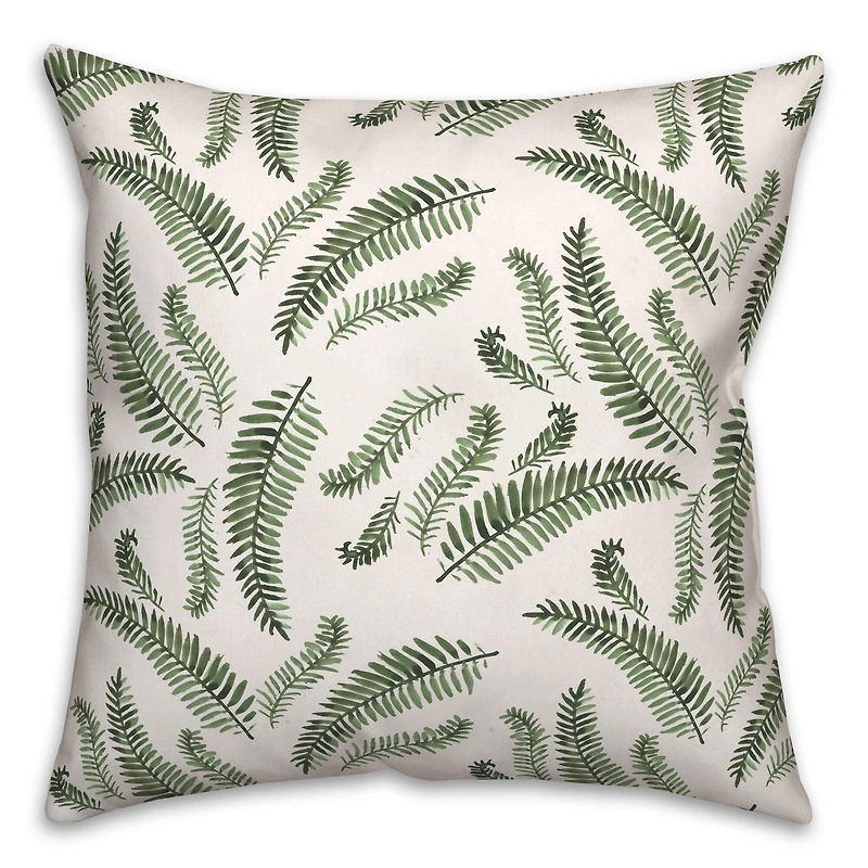 Green Fern Pattern 18" x 18" Throw Pillow