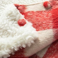 Glitzhome® 4ft. Red & White Plaid Reversible Sherpa & Flannel Christmas Tree Skirt