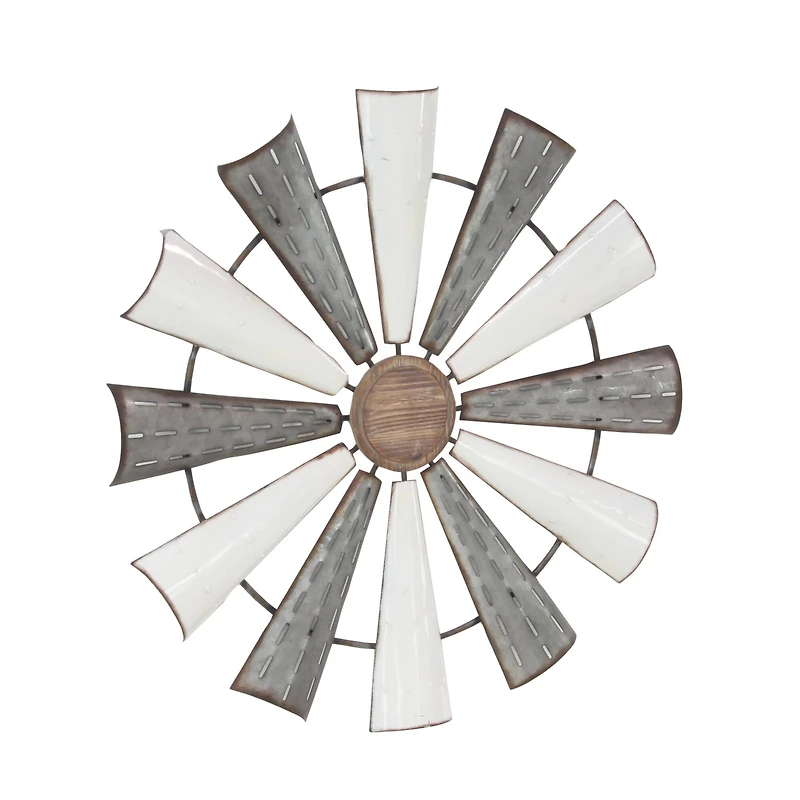 White Farmhouse Decorative Windmill Wall Accent