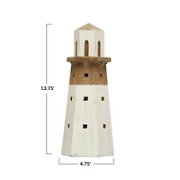 Hello Honey® 14" Natural and White Decorative 2-Tone Wood Light House