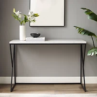 Walker Edison Faux White Marble/Black Geometric Side Entry Table