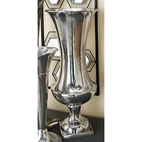 21" Silver Aluminum Traditional Vase