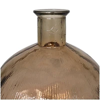 17" Brown Ribbed Spanish Bottle Recycled Glass Vase
