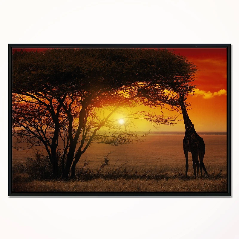 Designart - Typical African Sunset with Giraffe