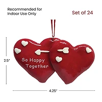 4.25" Red & White So Happy Together Hearts Valentine's Day Ornaments, 24ct.