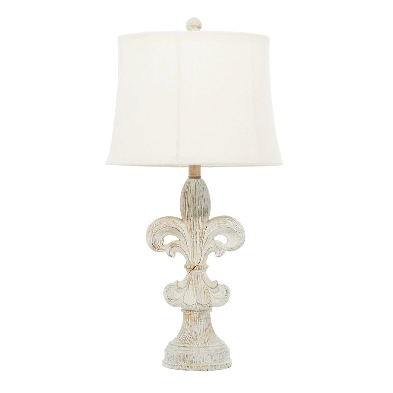 28" White Polystone French Country Table Lamps, 2ct.