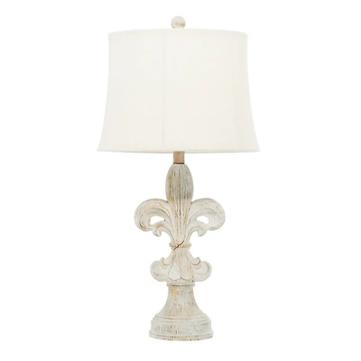 28" White Polystone French Country Table Lamps, 2ct.