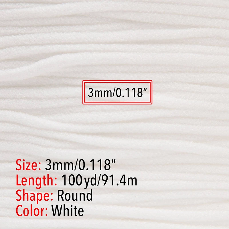 Beadsmith® Fablastic™ 3mm White Round Spandex Cord
