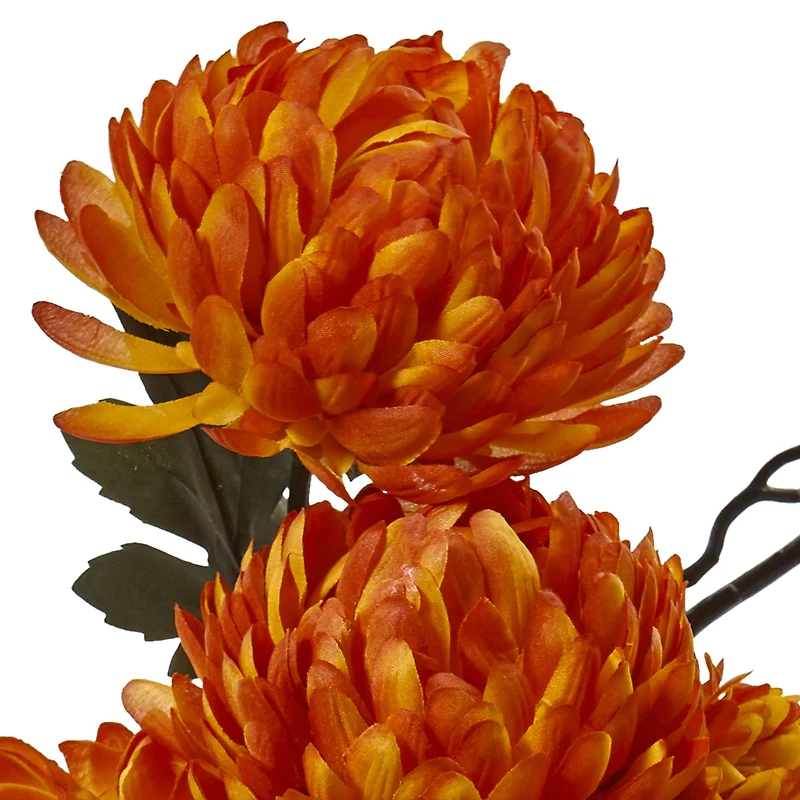 19" Orange & White Hydrangea & Mum in Glass Vase