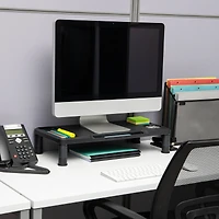 Mind Reader Monitor Stand, Laptop Riser, Desktop Organizer, Office, Plastic, Set of 2, Black