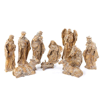 Glitzhome® 10-Piece Bronze Resin Nativity Figurine Set