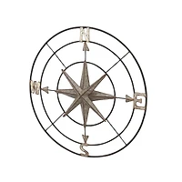 Gray Compass Metal Farmhouse Wall Decor