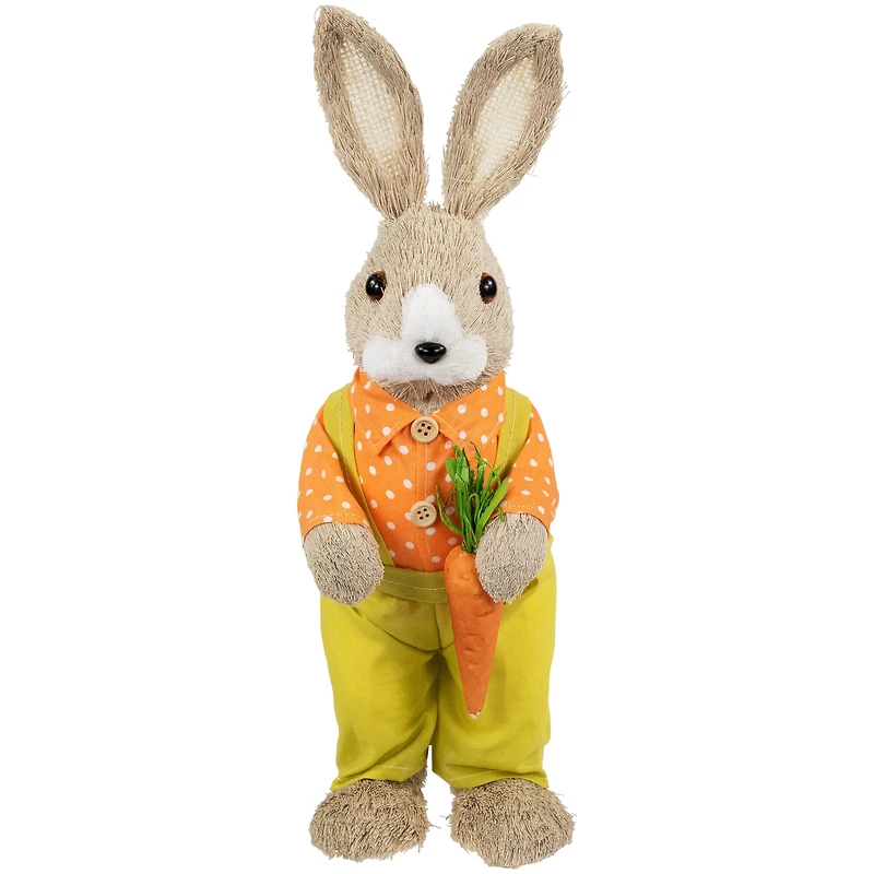 16" Orange & Green Standing Boy Rabbit with Carrot Easter Figure