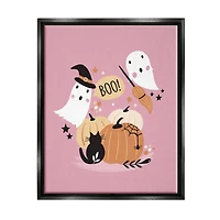 Stupell Industries Pink Boo Halloween Ghosts Framed Floater Canvas Wall Art