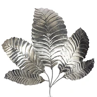 36" Silver Steel Glam Leaf Wall Décor