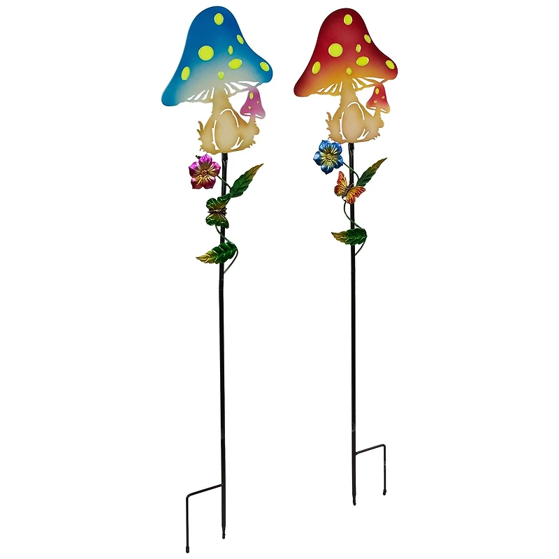 3ft. Solar Powered Mushroom Outdoor Garden Stakes, 2ct.