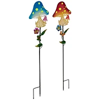 3ft. Solar Powered Mushroom Outdoor Garden Stakes, 2ct.