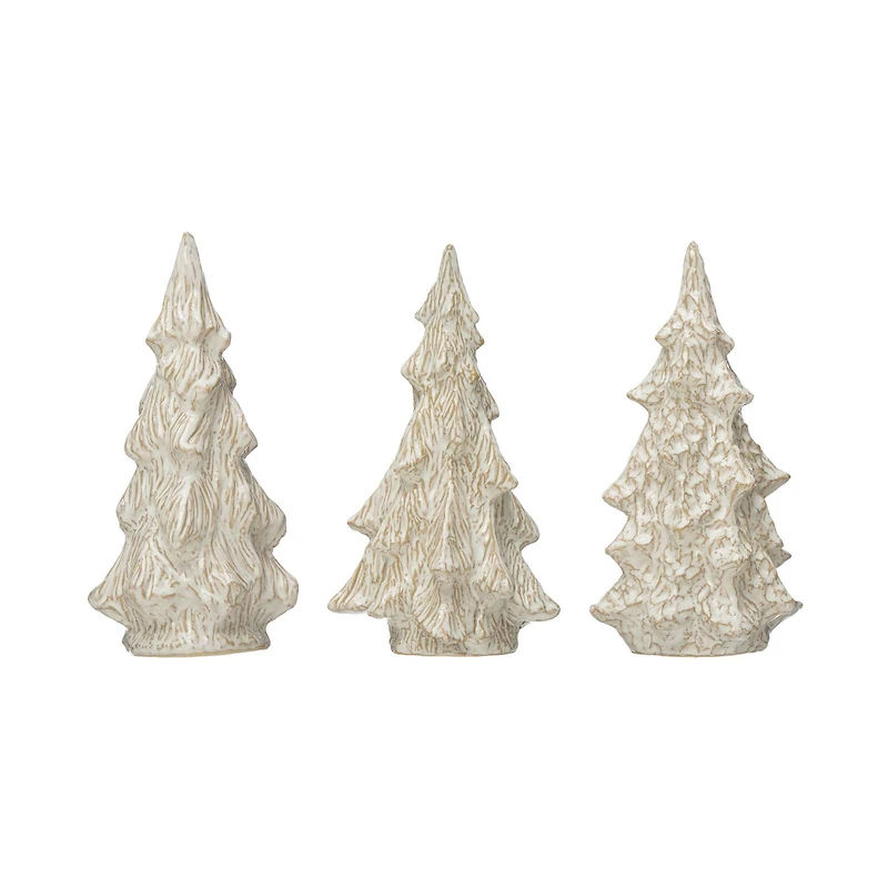 Hello Honey® 10.5" Cream Decorative Glazed Stoneware Tree Set
