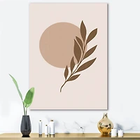 Designart - Abstract Terracotta Sun & Moon With Tropical Leaf