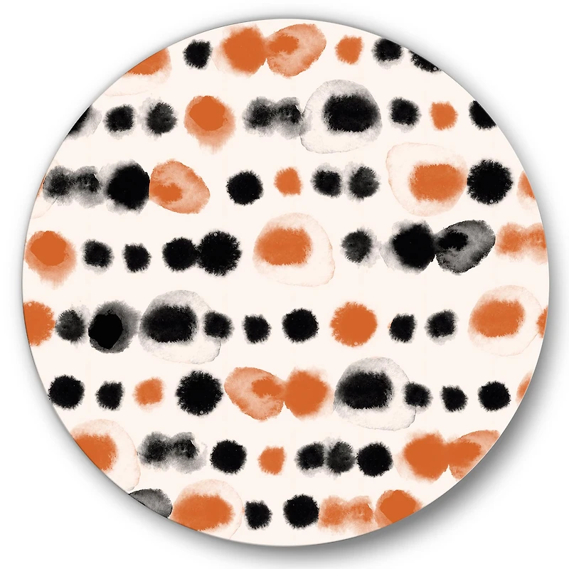 Designart - Black and Orange Polka Dots