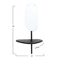 Hello Honey® 15" Matte Black Organic Shaped Wall Mirror with Shelf