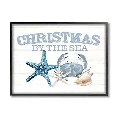 Stupell Industries Christmas By The Sea Nautical Framed Giclee Art