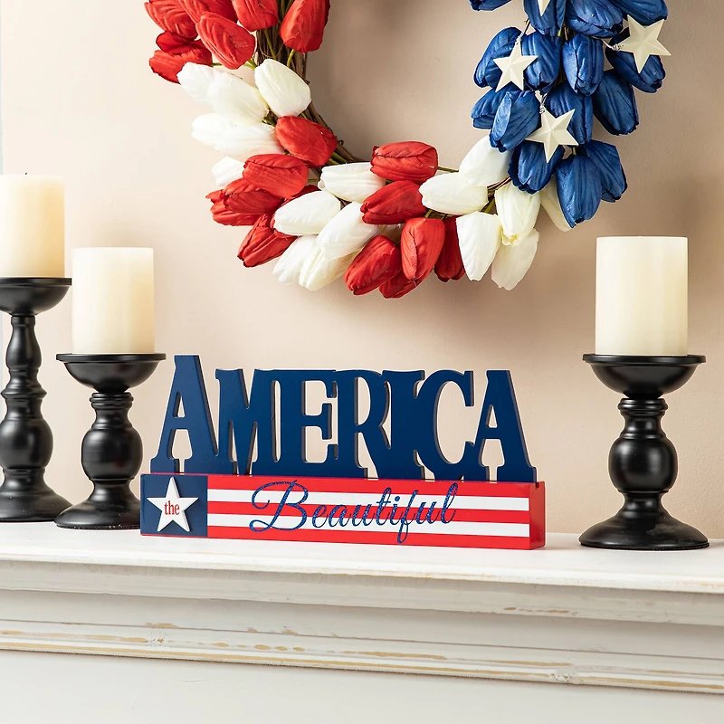 Glitzhome® 14" Wide America the Beautiful Tabletop Décor