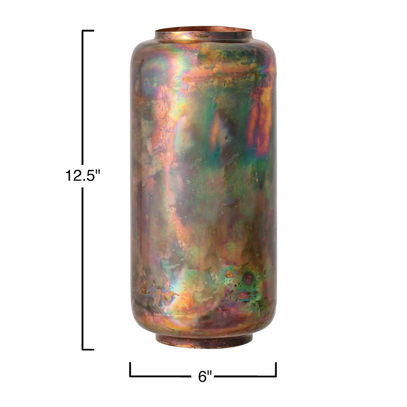 Hello Honey® 12.5" Oxidized Copper Finish Metal Vase