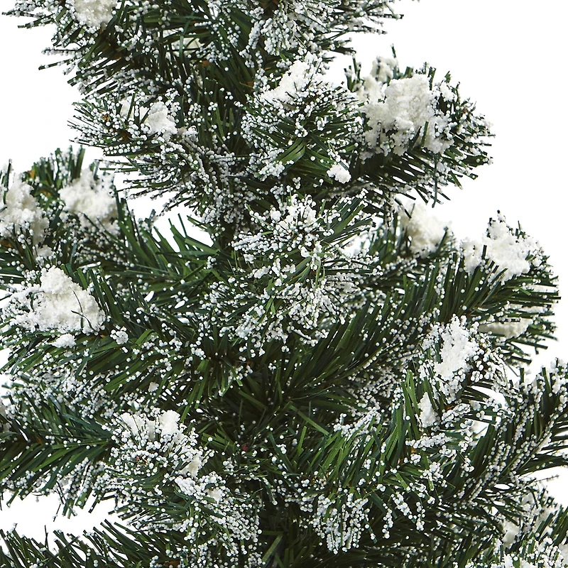 2 Pack 18" Unlit Snowy Mini Pine Artificial Christmas Trees with Tin Planters