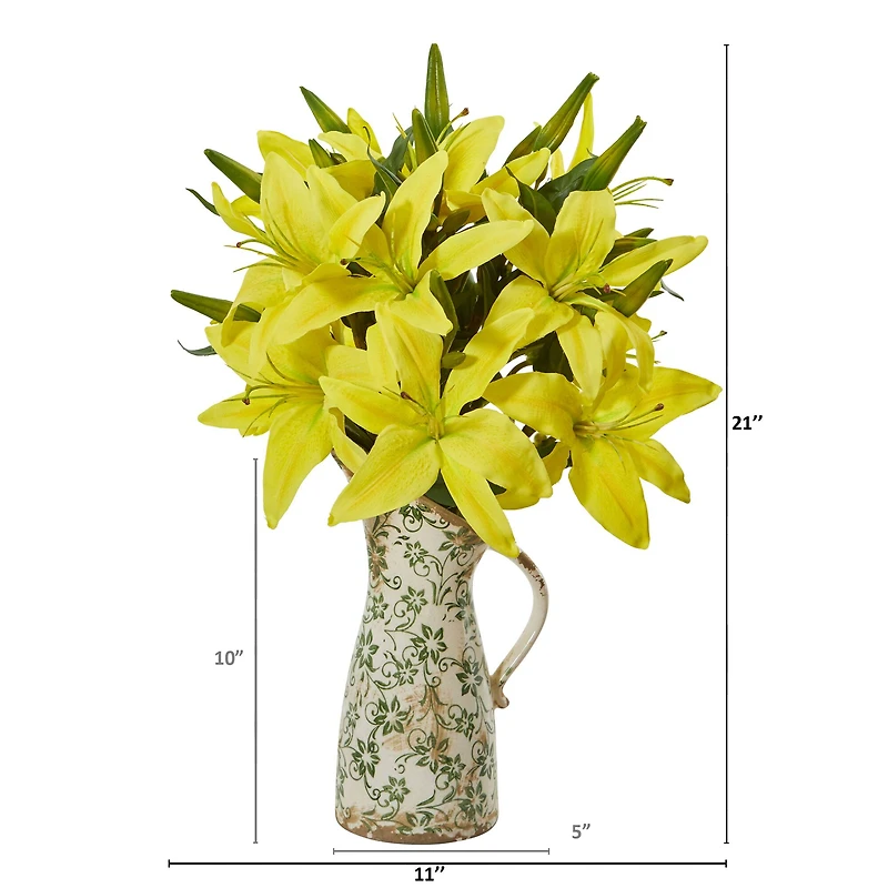 Lily Artificial Arrangement in Floral Pitcher