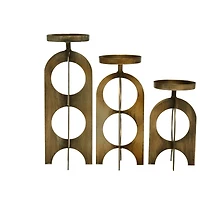 Gold Metal Contemporary Candle Holder Set