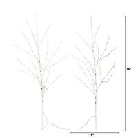 2 Pack 3ft. Pre-Lit Artificial White Birch Branches, Warm White LED Lights