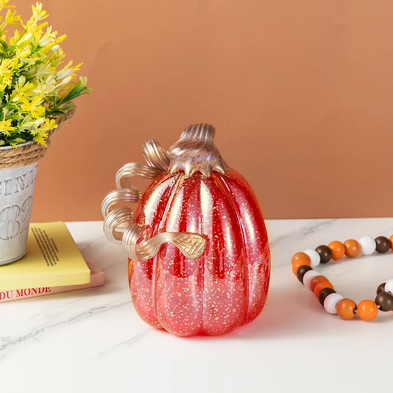 Glitzhome® Red Glitter Glass Gourd