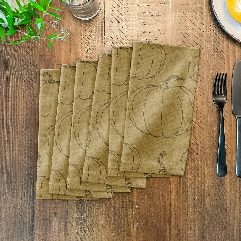 Mustard Yellow Pumpkin Pattern Cotton Twill Napkin