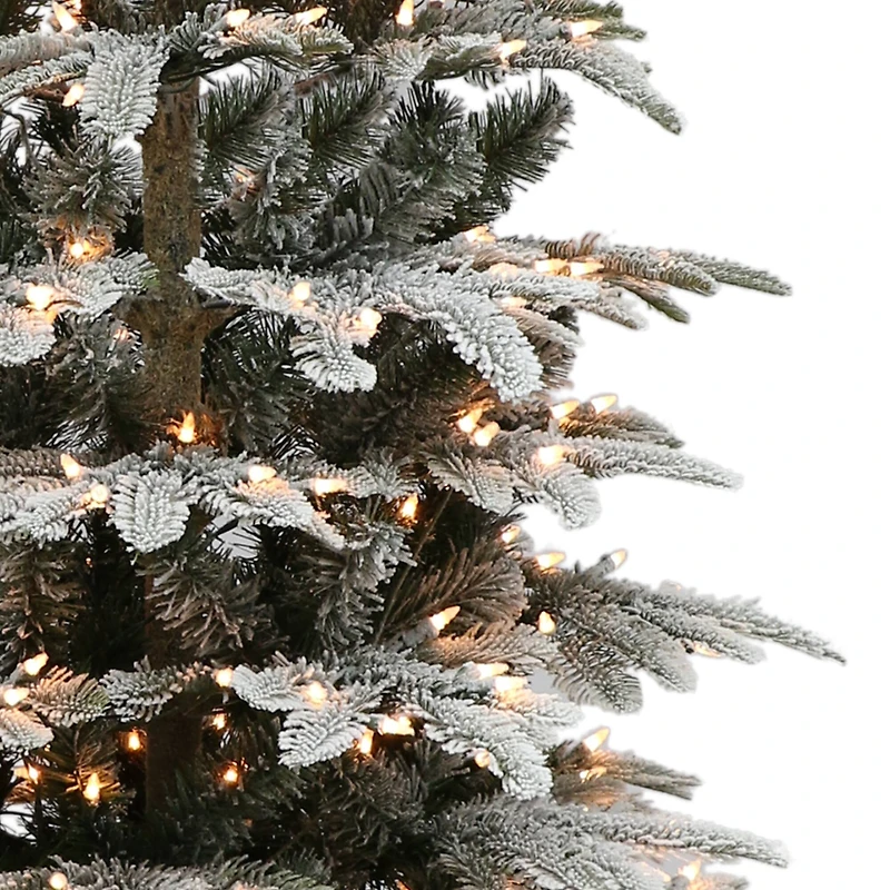 4.5ft. Pre-Lit Slim Flocked Aspen Fir Artificial Christmas Tree, Clear Lights