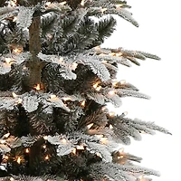 4.5ft. Pre-Lit Slim Flocked Aspen Fir Artificial Christmas Tree, Clear Lights