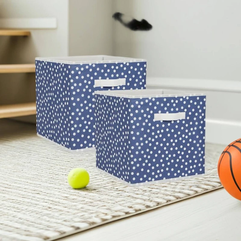 DII® 13" French Blue & White Dots Storage Cube, 2ct.