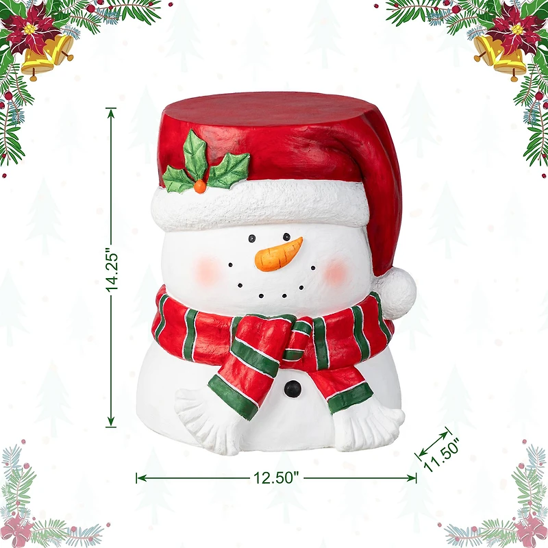 Glitzhome® 14.25"H Christmas MGO Snowman Stool or Accent Table