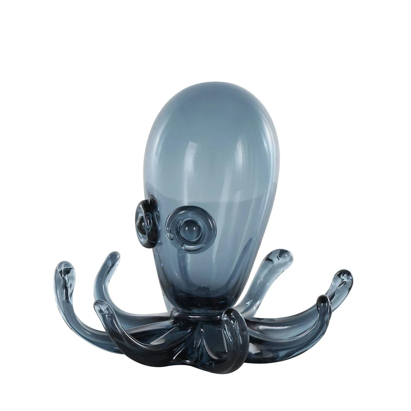 8.5" Blue Ombre Glass Octopus Sculpture