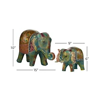 Ceramic Eclectic Elephant Sculpture Set
