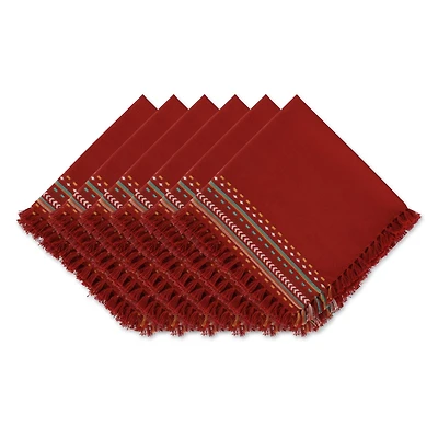 DII® Red Chipotle Stripe Fringed Cloth Dinner Napkins, 6ct.