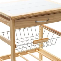 Organize It All Rolling Kitchen Cart with Ceramic Countertop