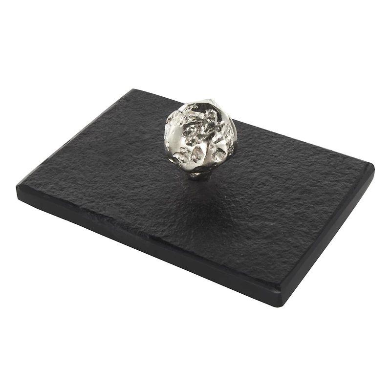 Black Marble Decorative Box with Textured Silver Aluminum Knobs, 3ct.