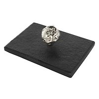 Black Marble Decorative Box with Textured Silver Aluminum Knobs, 3ct.