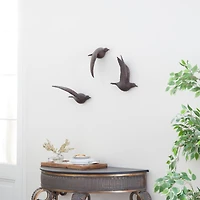 Brown Metal Farmhouse Birds Wall Decor Set
