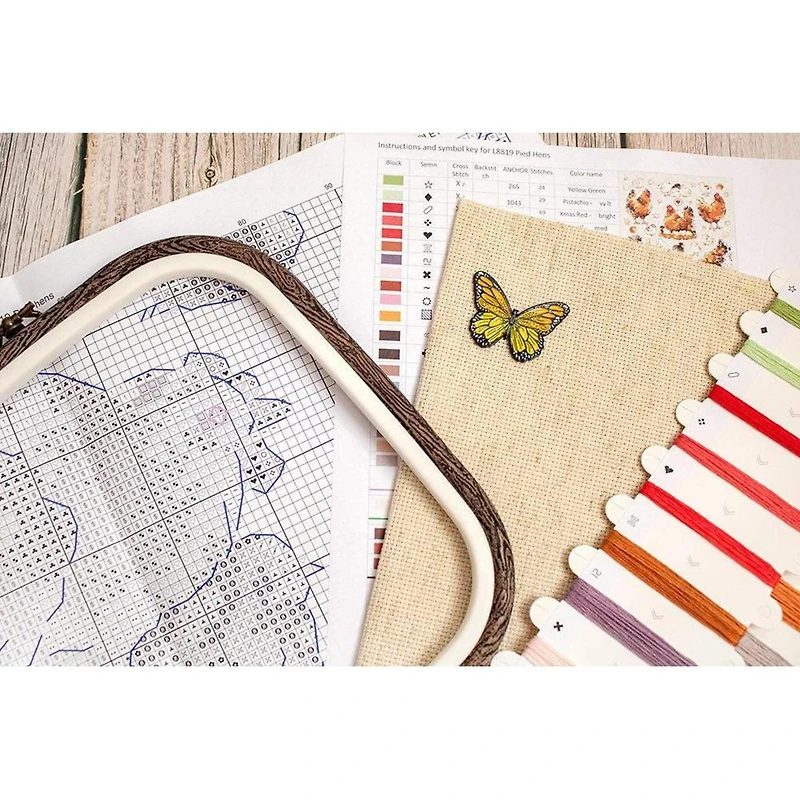 LetiStitch Pied Hens Counted Cross Stitch Kit
