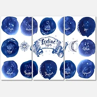 Designart - Collection of Astrology Signs On Blue
