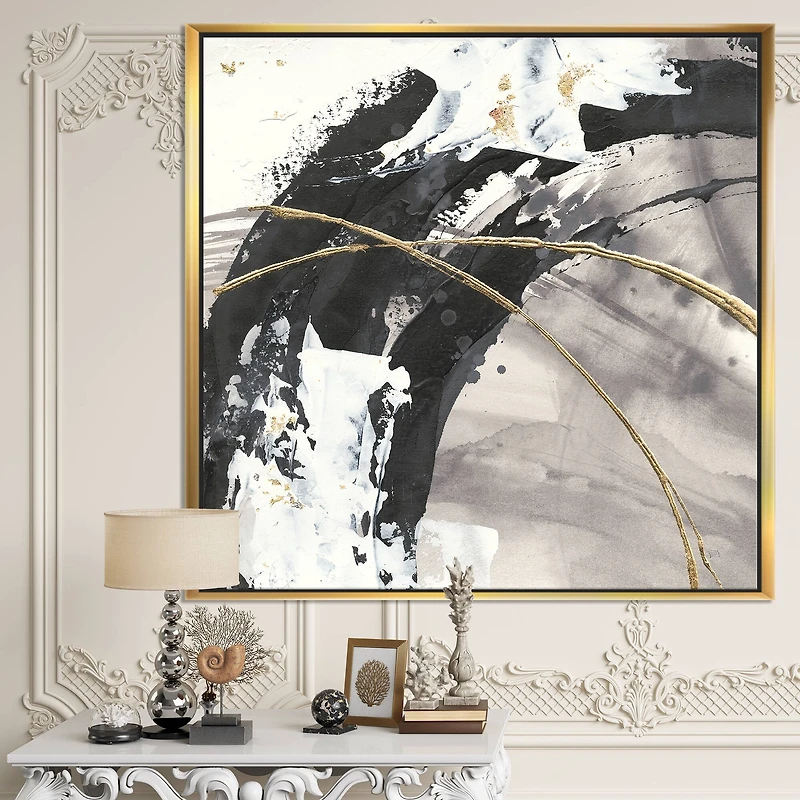 Designart - Glam Painted Arcs I - Transitional Framed Canvas