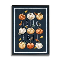 Stupell Industries Hello Fall Mixed Pumpkins Framed Giclee Art